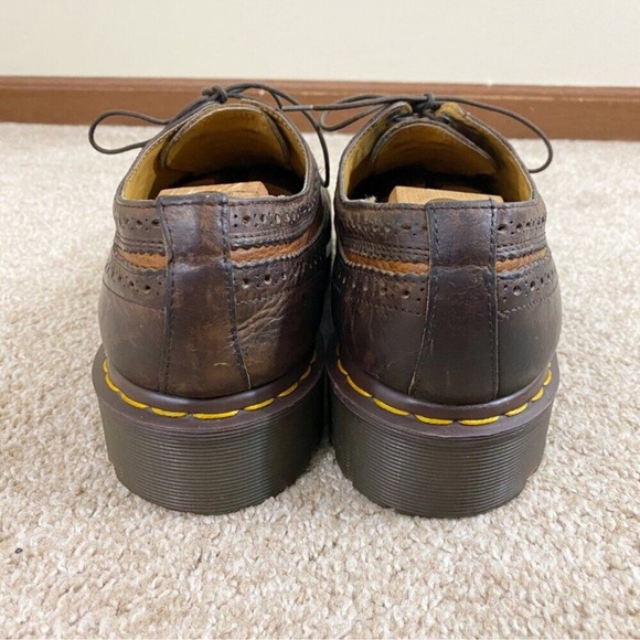 Vintage Dr. Martens Brown Leather Brogue Oxfords w Chunky Soles Lace Up Sz UK 12 - Picture 4 of 9